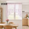 Retro Lace Curtain Half Curtain, Adjustable Lift Structure, Embroidery Floral Sheer Coffee Dustproof Window Screen