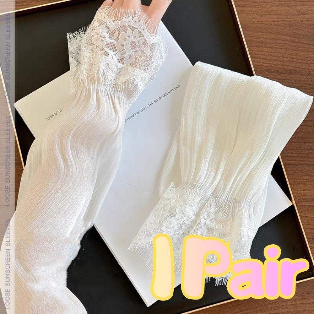 New Summer Long Fingerless Gloves Women's Sunscreen UV Protection Lace Arm Cover Outdoor Breathable Driving Riding Arm Sleeves