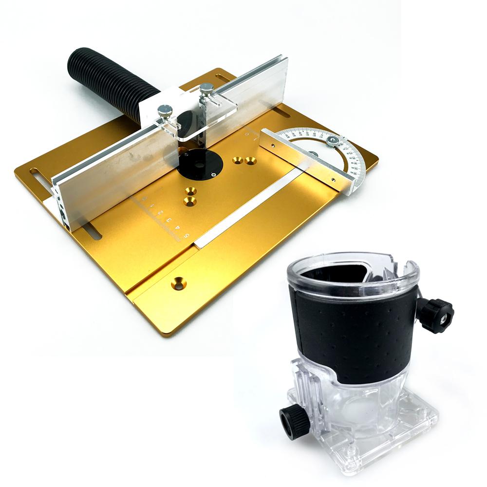 Aluminium Router Table Insert Plate Woodworking Trimmer Electric Wood Milling Flip Plate With Miter Gauge for DIY Working Benche