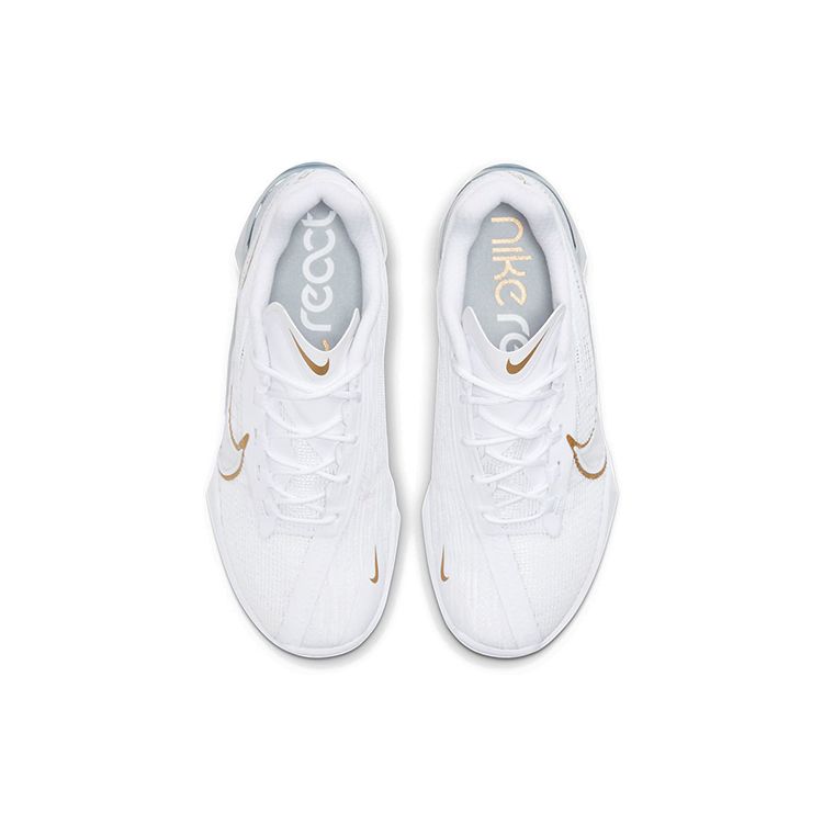 Nike React Metcon Turbo White Metallic Gold Women Sneakers Light-Smoke-Grey CT1249-100