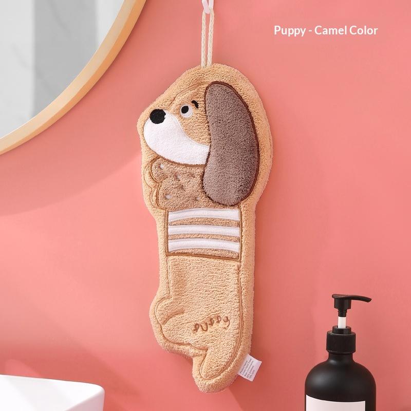 Rag Quick Drying Dachshund Shaped Hand Towel Thicker Absorbent Cleaning Towel Hanging Reusable Dishcloths Bathroom