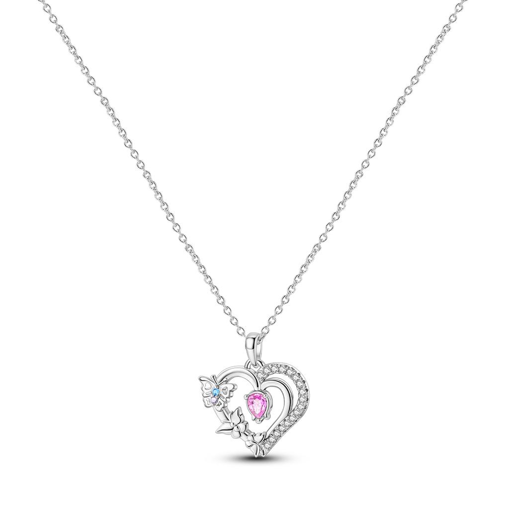 925 Silver Pendant Necklace Heart Star Charm Basic Chain Original Jewelry For Woman