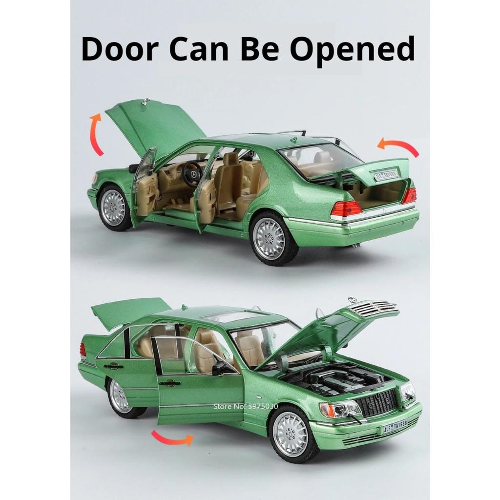 1/24 Benz W140 320SEL Toy Car Models Alloy Diecast with Sound and Light Rear Wheel Pull Back Function Vehicles Models Collect Gifts