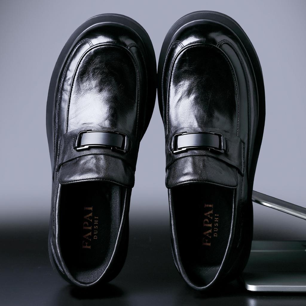 Autumn New Men's Leather Shoes Genuine Leather Cowhide British Style Men's Shoes Lazy One Pedal Business Casual Loafers Trend