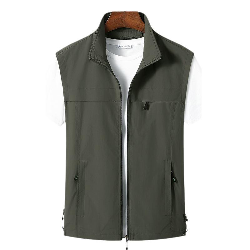2024 Men's Lightweight Vest for Spring/Autumn - Middle-Aged & Elderly with Pockets