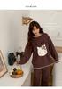 Autumn and winter thickened pajamas women's round neck half-edge fleece thermal suit coral fleece loose and sweet student loungewear