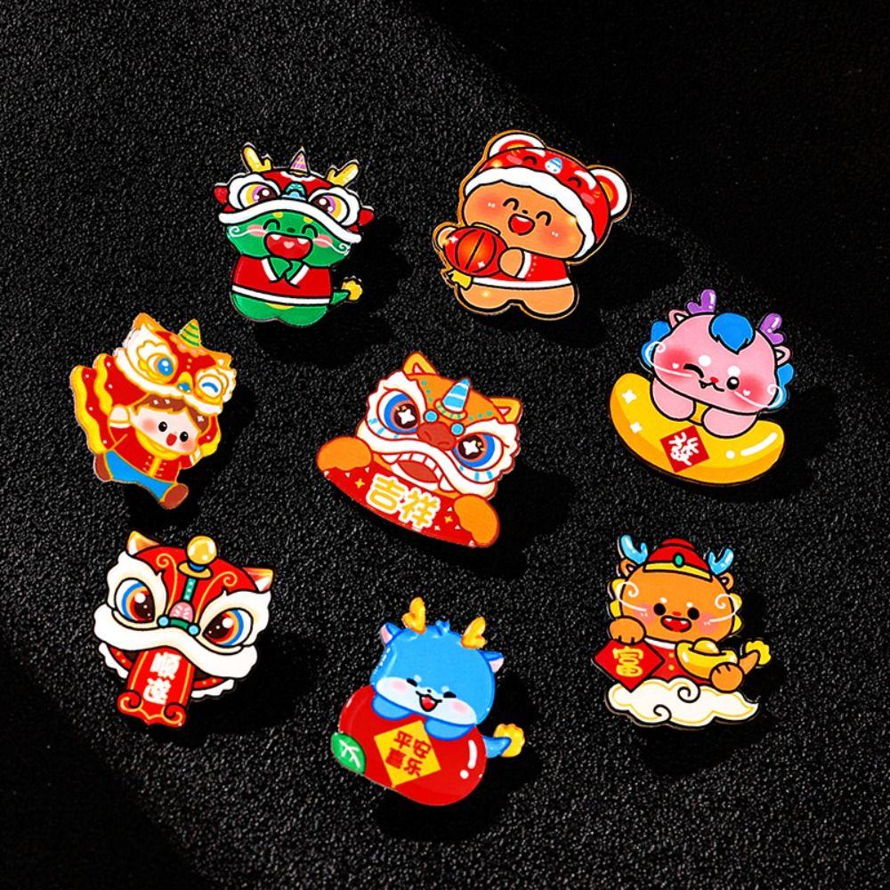 Loong Acrylic Spring Festival Pin Dancing Lion Chinese Style Pin Jewelry Lion Dance Brooch Skirts