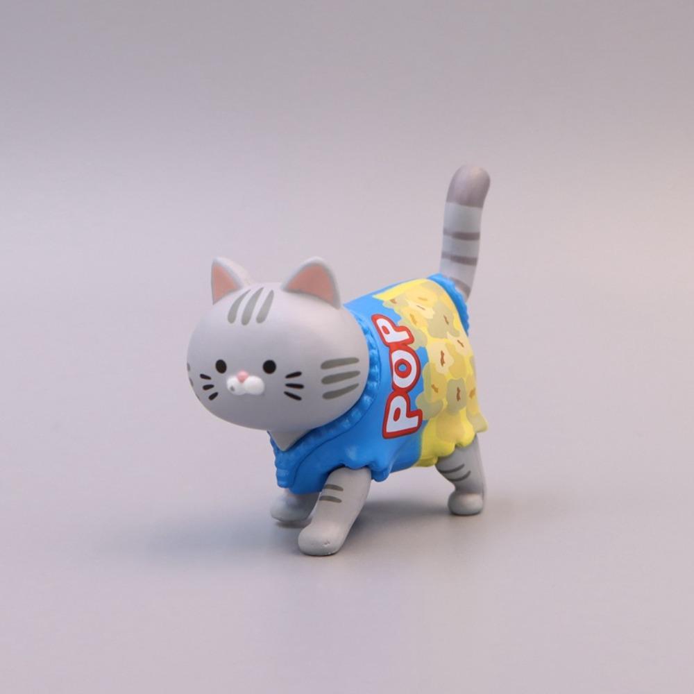 PVC Cat Model Doll Toys Walking Animal Mini Cat Ornaments Snack Cat Figure Toys  Desktop Decor