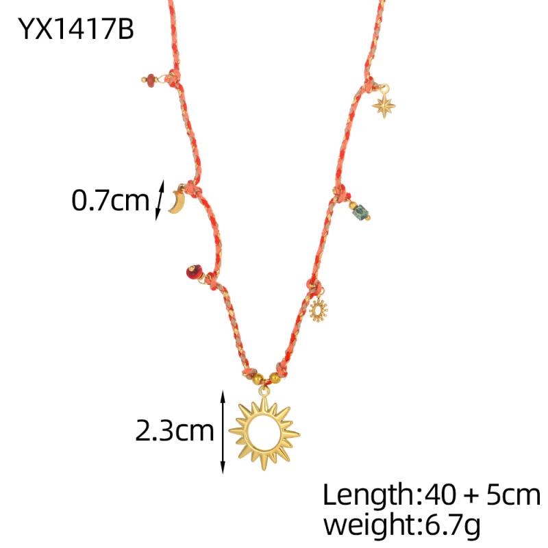 CARLIDANA Elegant Stainless Steel Hand-woven Rope Chain Flower Starfish Heart Sea Pendant DIY Charm Bracelet Necklace for Women