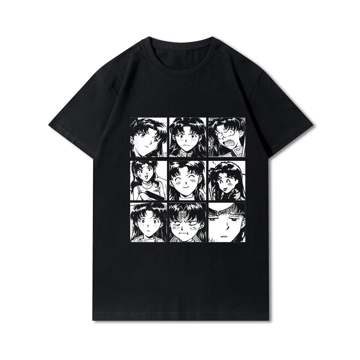

Чоловічі футболки з принтом Євангеліон великих розмірів, бавовняні топи, літні аніме, повсякденні чорні футболки 3XL
