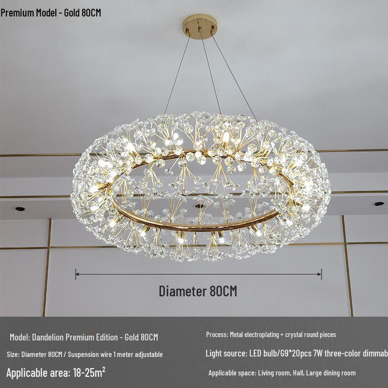 Modern Crystal Dandelion Chandelier for Living Room, Bedroom, or Dining Room - 2025 Style