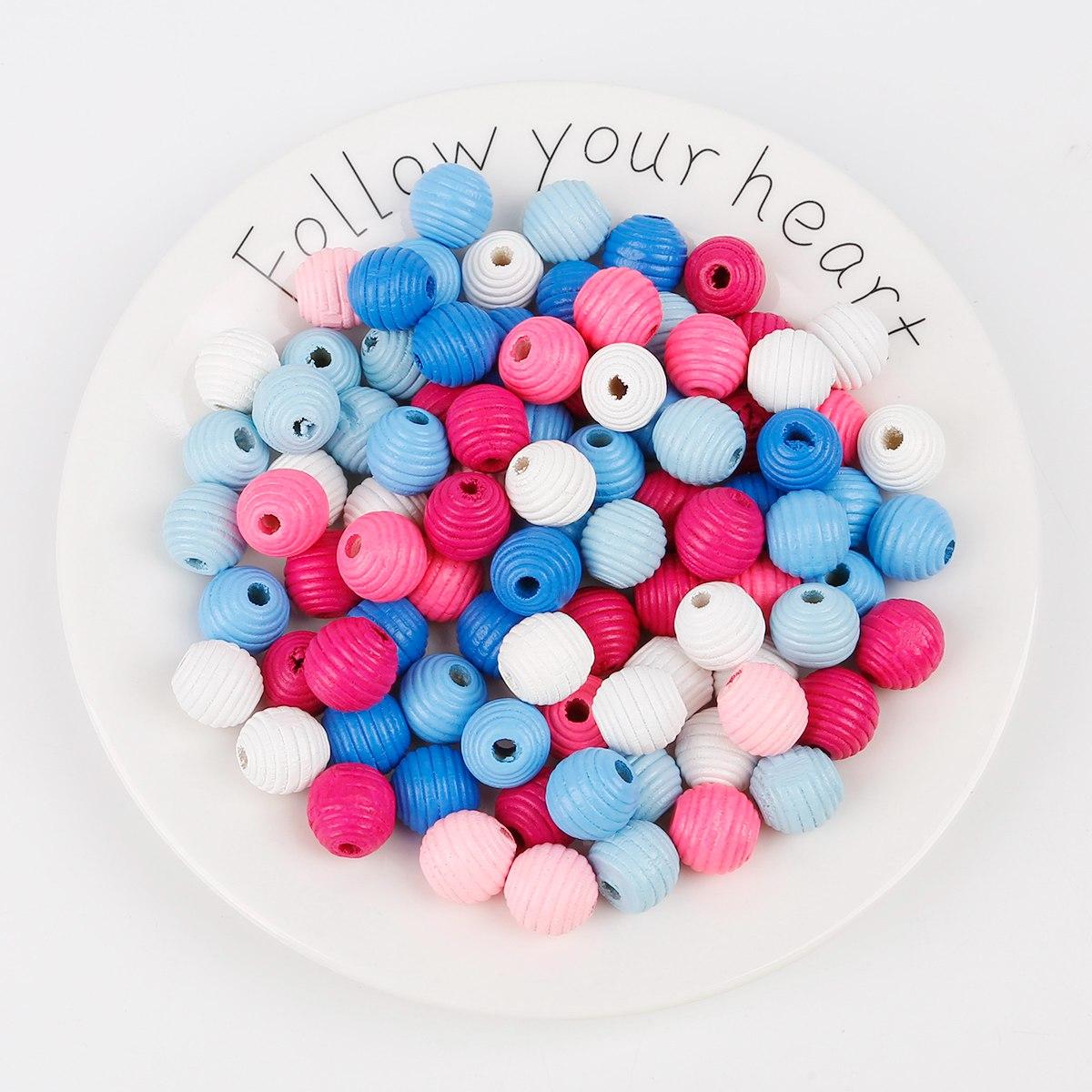 

50 шт., деревянные бусины-разделители из натурального шарика с круглой резьбой, экологически чистые деревянные бусины разных цветов для изготовления ювелирных изделий, аксессуары для браслетов и ожерелья