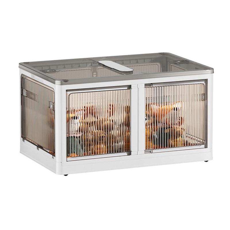 Large Capacity Storage Box Foldable Storage Cabinet with Wheels PP Transparent Sundries Storage Bin Book Toy Cloth Organizer Box