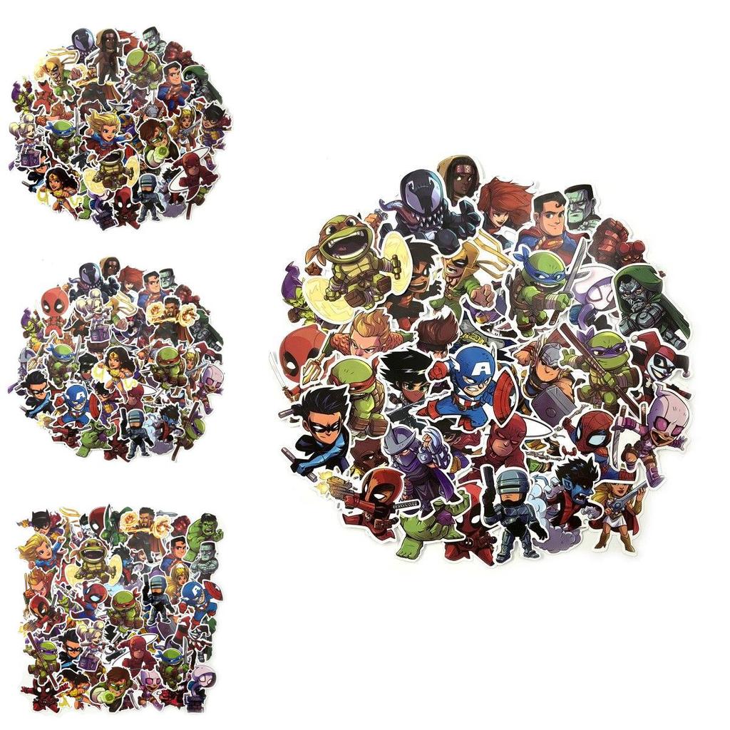 Chibi 50 Pcs Super Heroes Sticker Decals For Skateboard Laptop Luggage