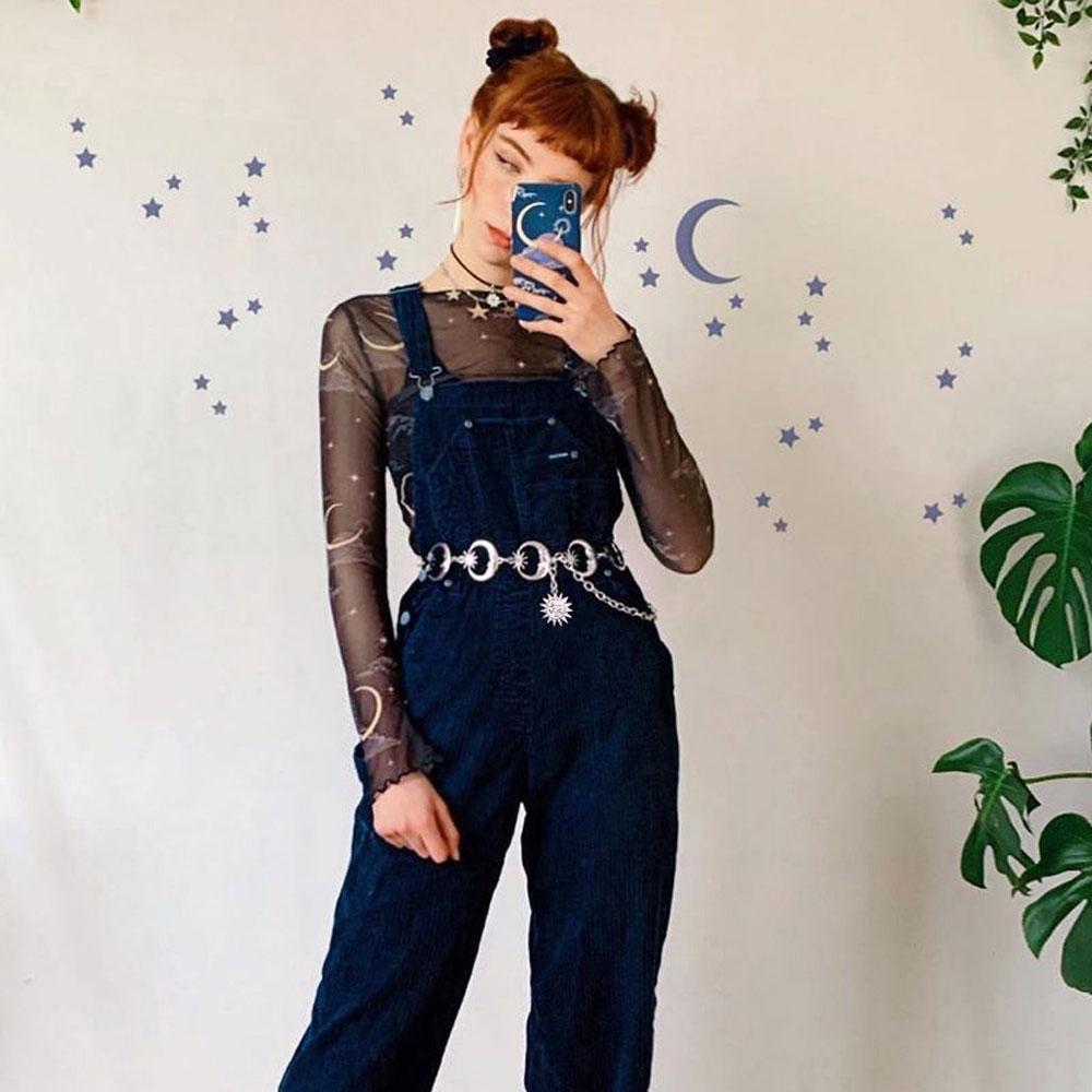 Moon Sun Pendant Girdles Gothic Jeans Pants Accessories Waist Chain Fashion Jewelry Metal Belts