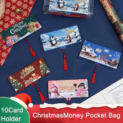 10Card Positions Christmas Money Pocket Bag Lucky Santa Claus Christmas Decorations Elk Tassel Design New Year Blessing Bag