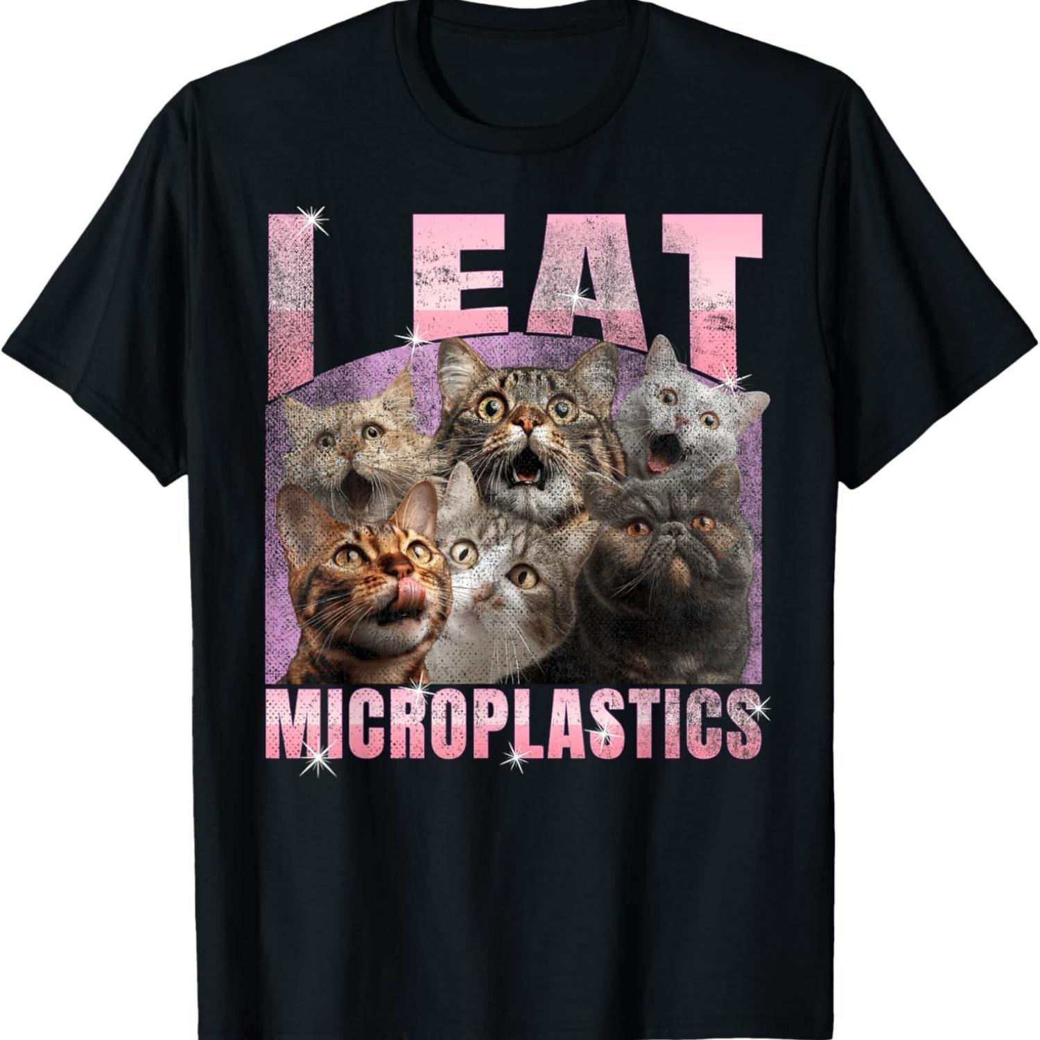 I Eat Microplastics _ Funny Cat Meme _ DIY T-Shirt S чёрный