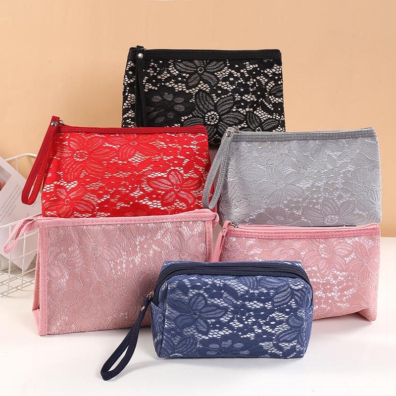 Korean Style Lace Semi-Transparent Travel Makeup Bag 23*6*13cm
