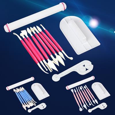 11 Pcs Sugarcraft Fondant Smoother Cutter Embosser Baking Rolling Tool Kit Set