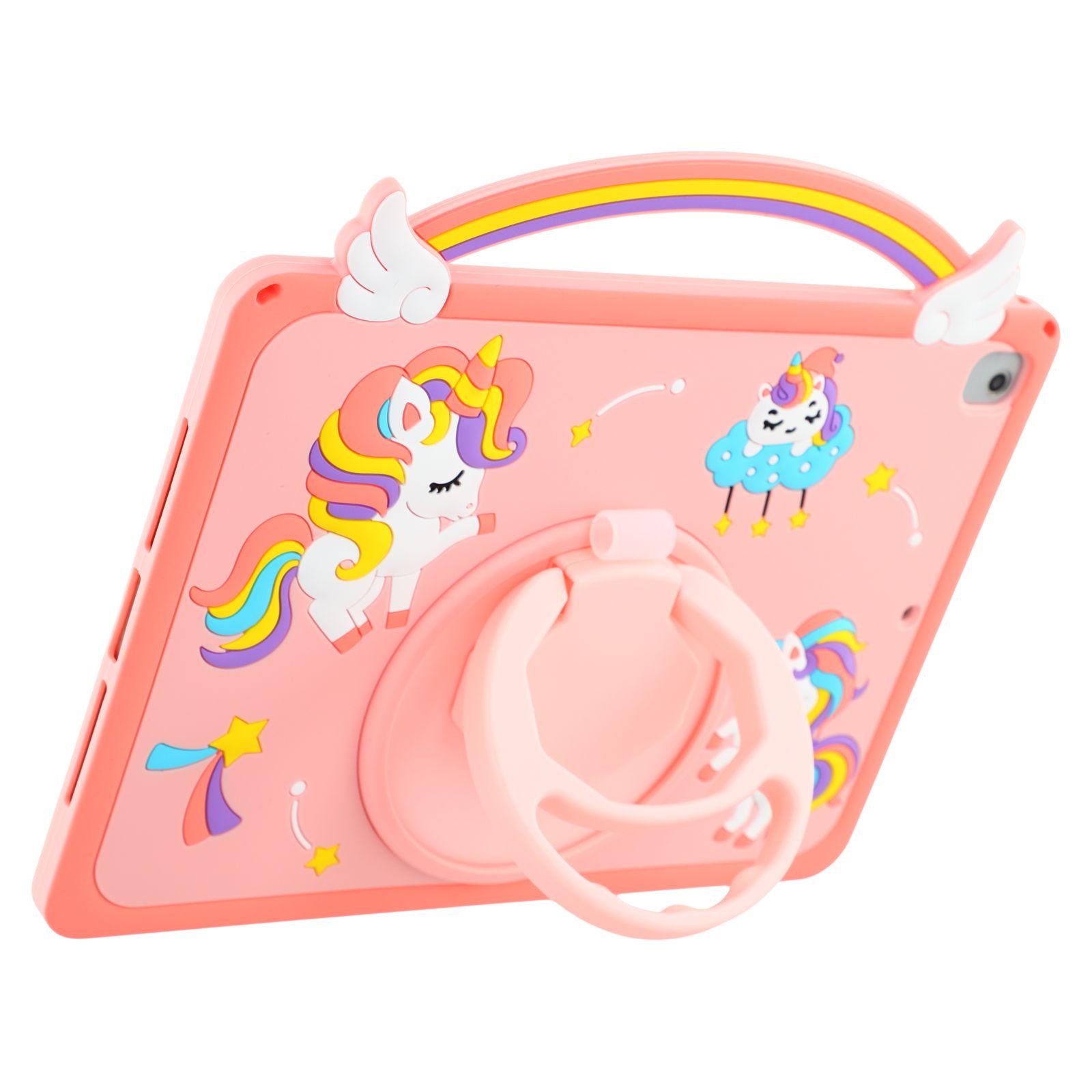 

For iPad 9.7-inch (2018)/(2017) Case Handle Rotating Kickstand Unicorn Silicone Tablet Cover Type A