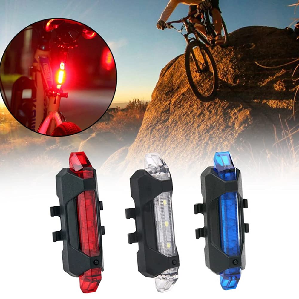 Ziyue Safety Light Bicycle Tail Light USB Rechargeable High Brightness LED Waterproof 4 Lighting Modes Rear Light (Red)