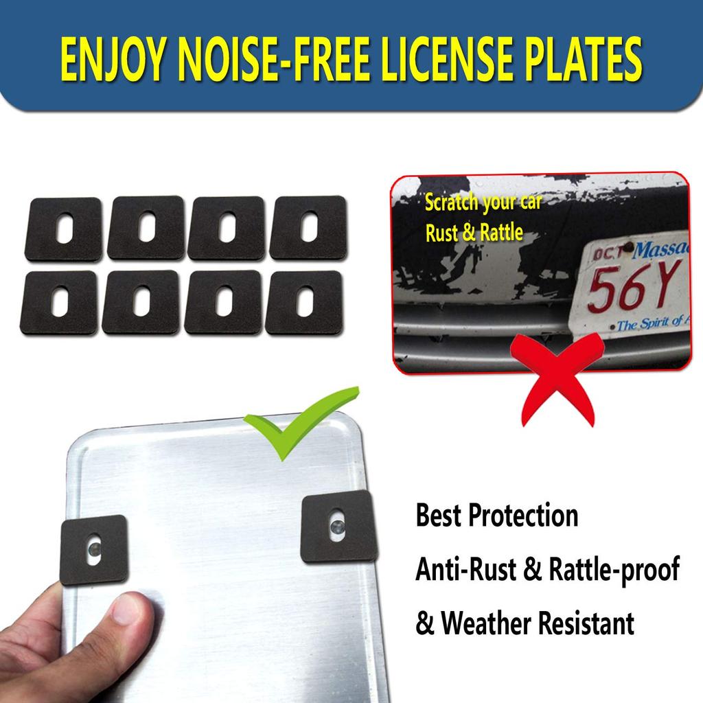 Stainless Steel License Plate Screws-Rust Proof Car Tag Bolts For Fastening Front Or Rear License Plate Frames With Screw Black Caps (M6