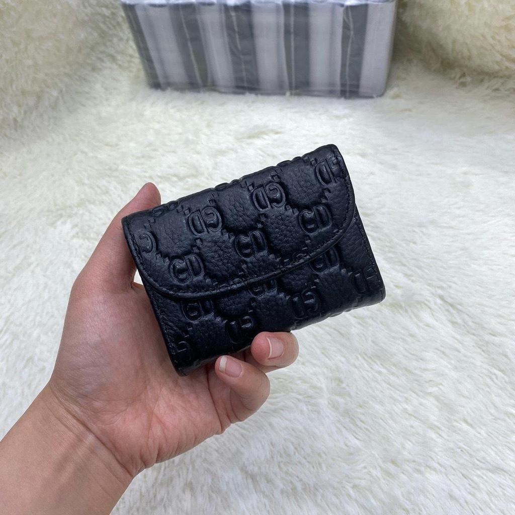 2025 Genuine Leather Ladies Accordion Card Holder & Coin Purse - Embossed Short Wallet