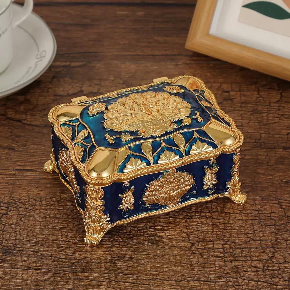 Portable Mini Jewelry Storage Box Travel Organizer Jewelry Case Alloy Storage Earrings Necklace Ring Organizer Display European