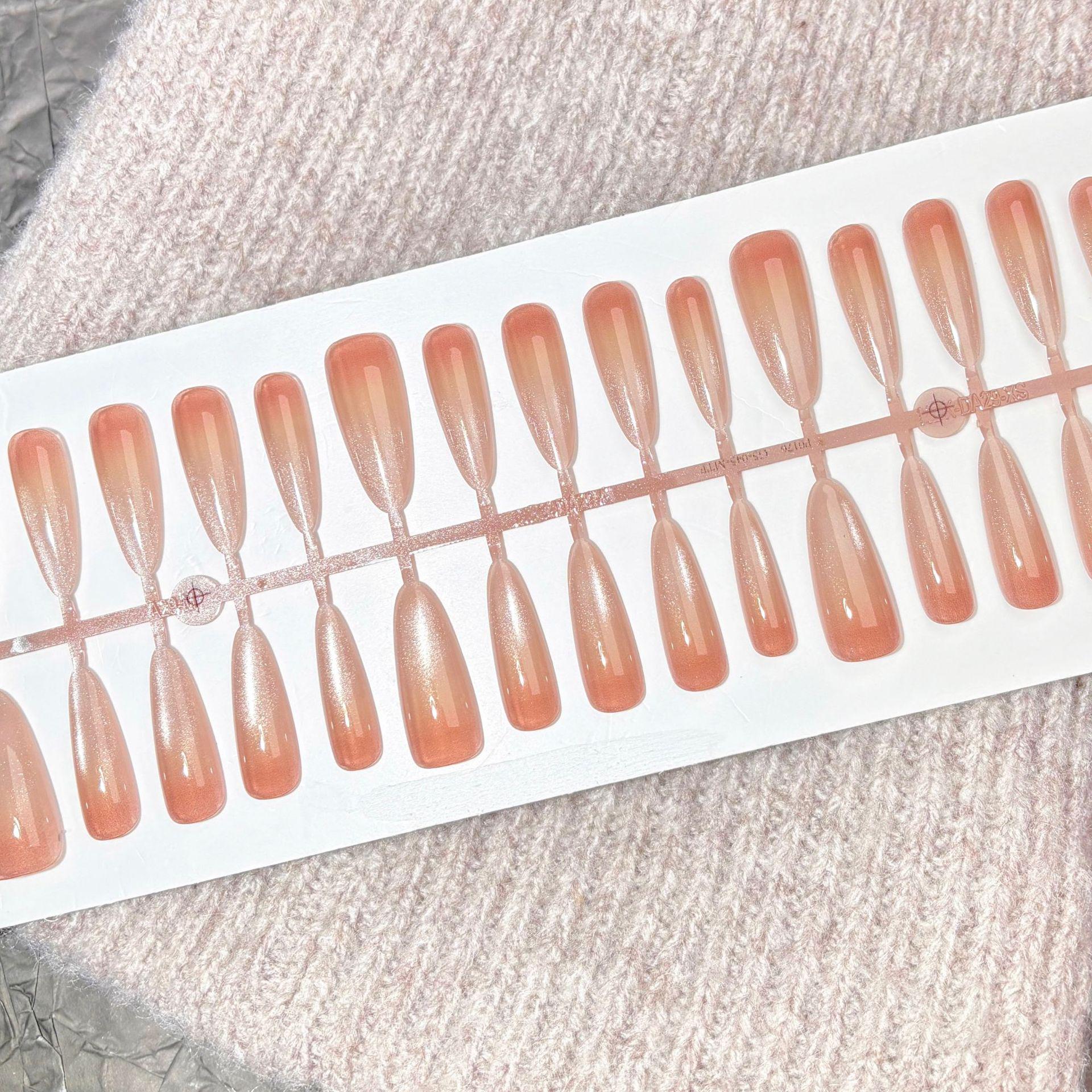 

Nude Gradient Wearable Nail Collection: Ice Transparent Gentle Pure Style Whitening Nail Art Patches