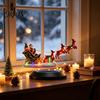 Christmas Centerpiece for Fireplaces Floating Santa Sleigh Centerpiece, Magnetic Levitation Flying Ornament with LED Light, Festive Tabletop