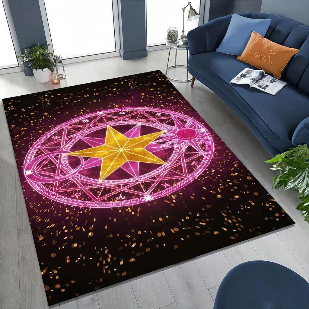 Cute Cartoon Card Captor Sakura Magic Girl Anime Art Rug for Bedroom Living Room Sofa Home Doormat Decor,Kids Non-slip Floor Mat