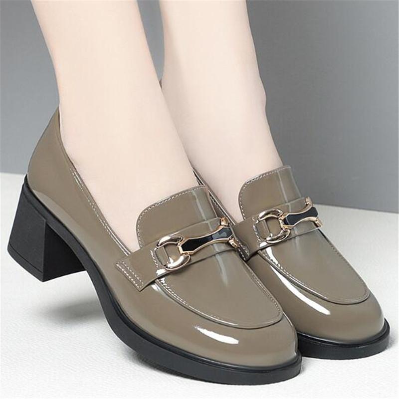 Platform Heels Women's Loafers 2025 New Genuine Leather Women High Heels British Style Women Shoes Ladies Party Elegant Footwear