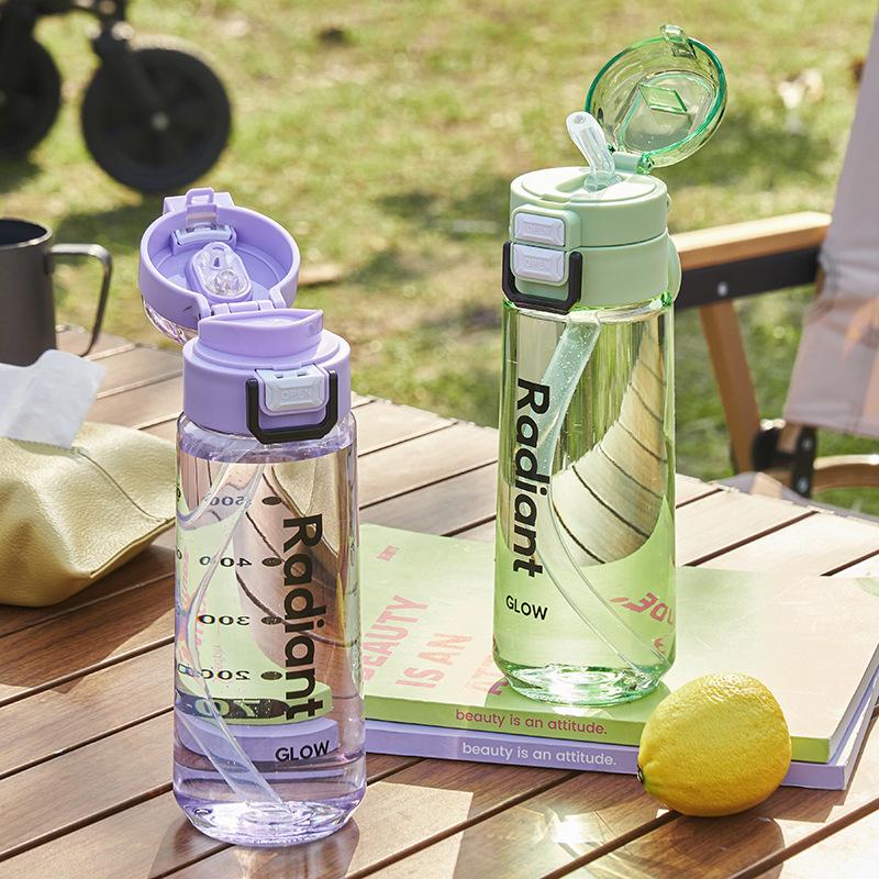 550ml Plastic Water Bottle Sports Water Cup with Straw Portable Drop Resistant Drinkware BAP Free Transparent Water Kettle