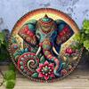 Vintage Elephant Lotus Metal Wall Art
