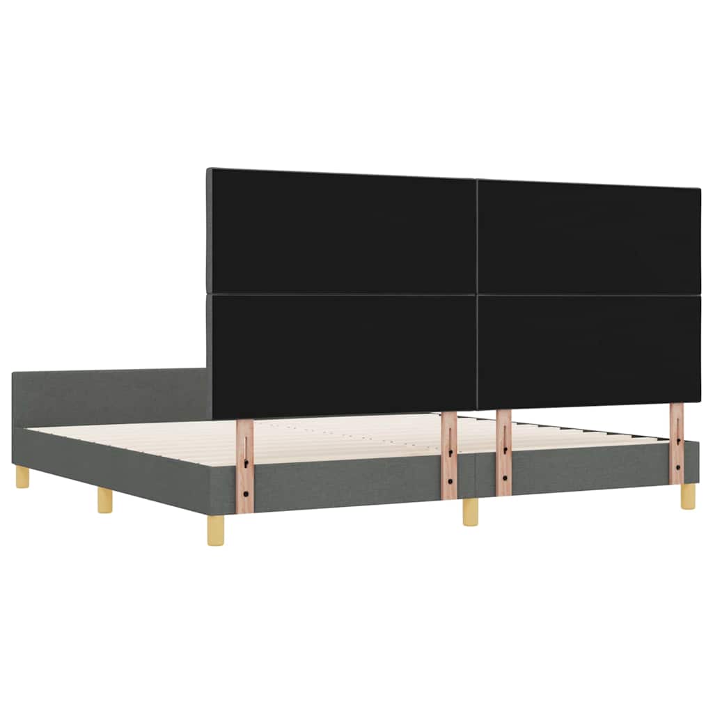 Bed Frame with Headboard Dark Gray 200 X 200 Cm Fabric