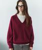 SIYAZU Sikn2156 Wool Blend Loose V-Neck Knit_Wine