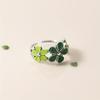 Exquisite Green Epoxy Flower Ring: Women's High-End Temperament Five-Petal Design