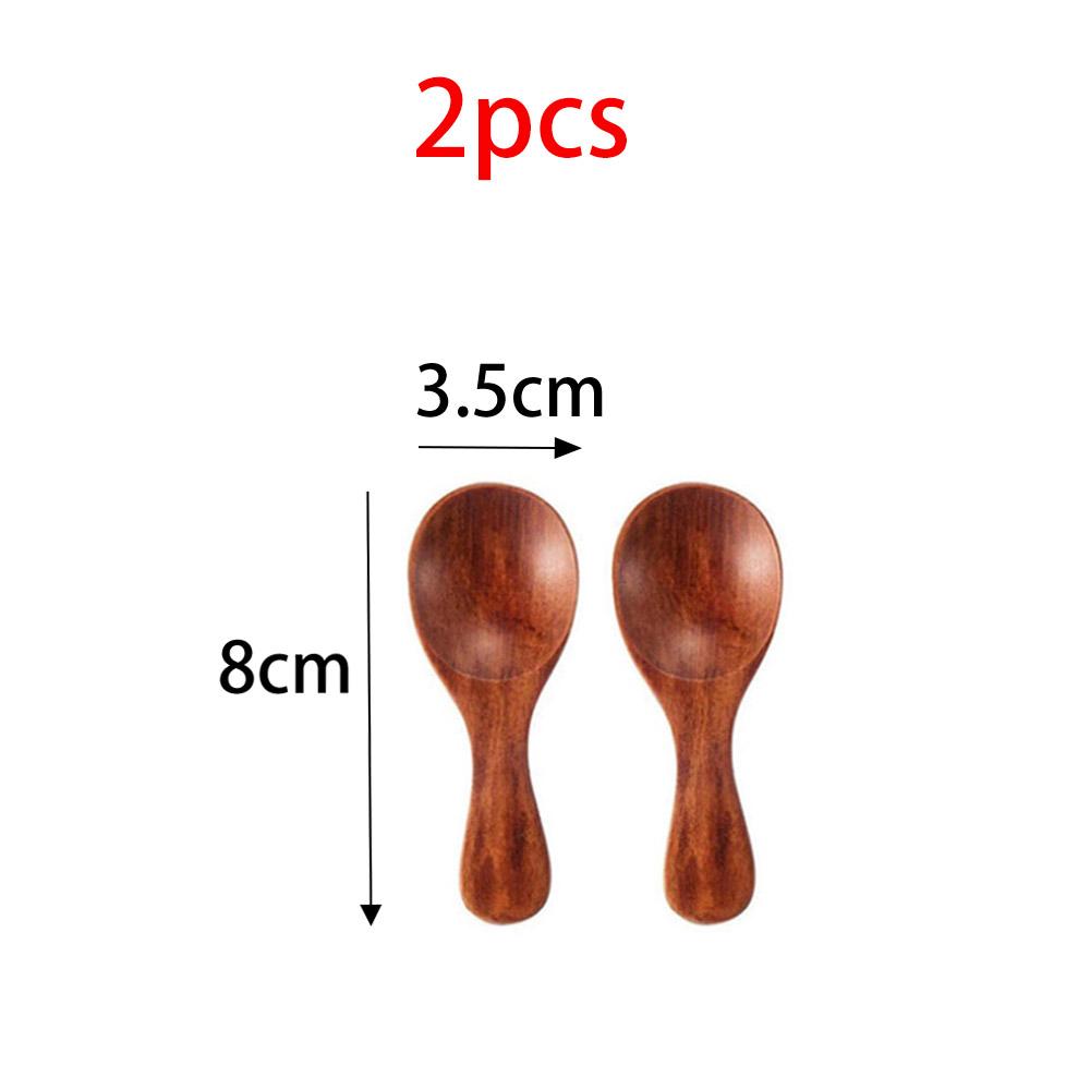 Wooden Spoon 2/4Pcs Lot Mini Condiment Honey Sugar Tea Coffee Ice Cream Scoop Kid Children Round Shape Home Kitchen Accersorries