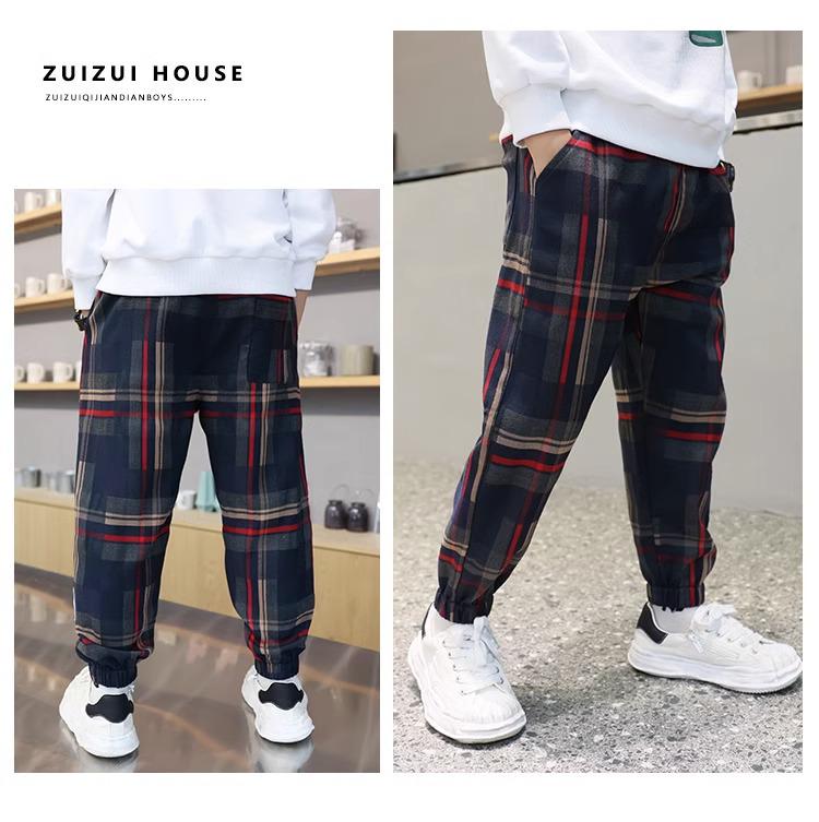 Boys' Spring & Autumn Casual Pants: Trendy Long Sportswear with Plus Velvet for Winter
