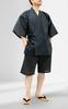 Aiai Jinbei (85% Cotton, 15% Linen) Washable Shijira Weave Top and Bottom Set (Cool, Wide Variety of Colors and Patterns) (M, Solid Black -12)