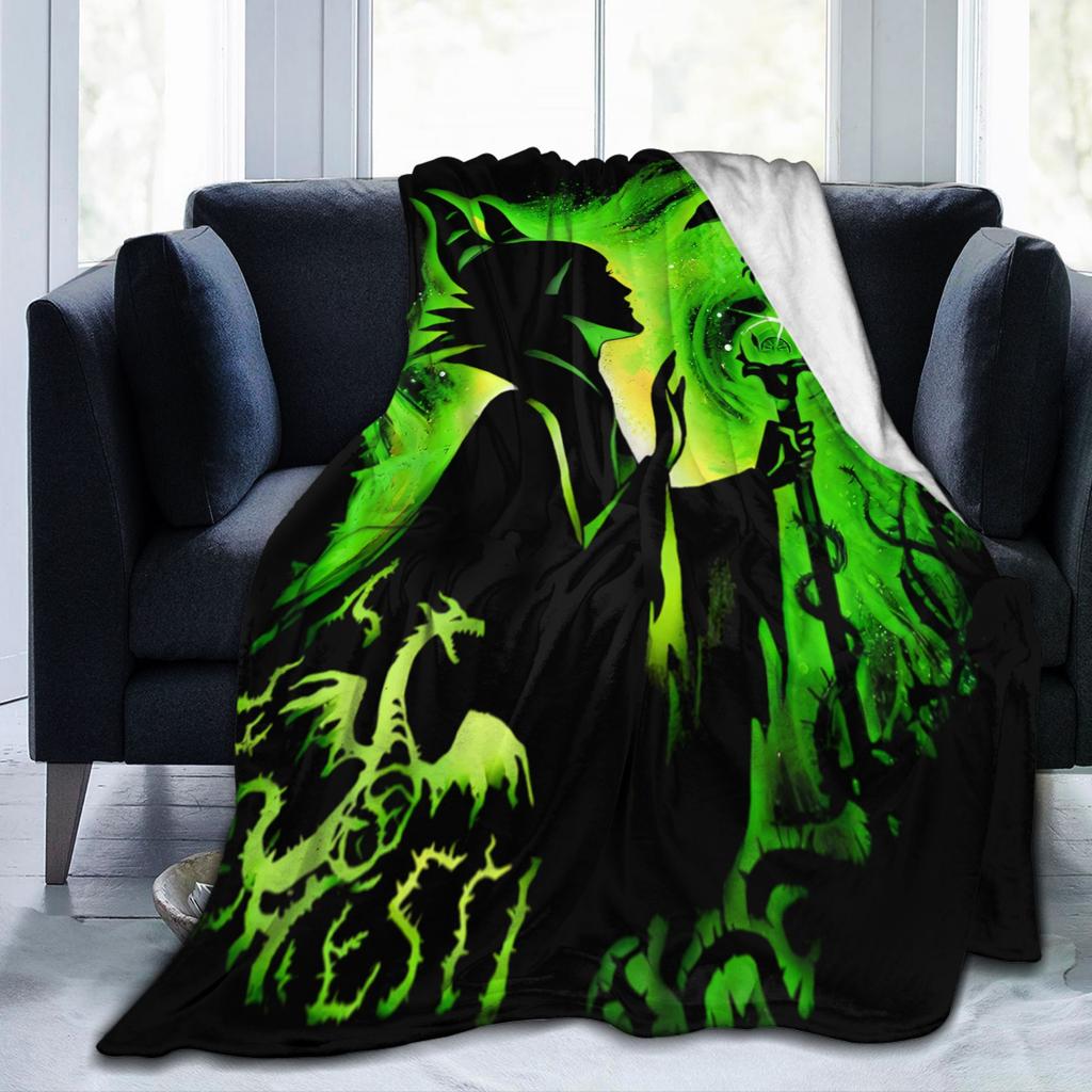 Sleeping Beauty Maleficent Villain Velvet Throw Blankets Bad Witches Blankets for Home Travel Lightweight Thin Outdoor Portable