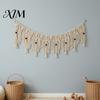 Textured Wall Decor Boho Garland Hanging with Wooden Beads, Hand Woven Cotton Tassel Banner, Knotted Tapestry Nordic Window Tapestry, Bohemian