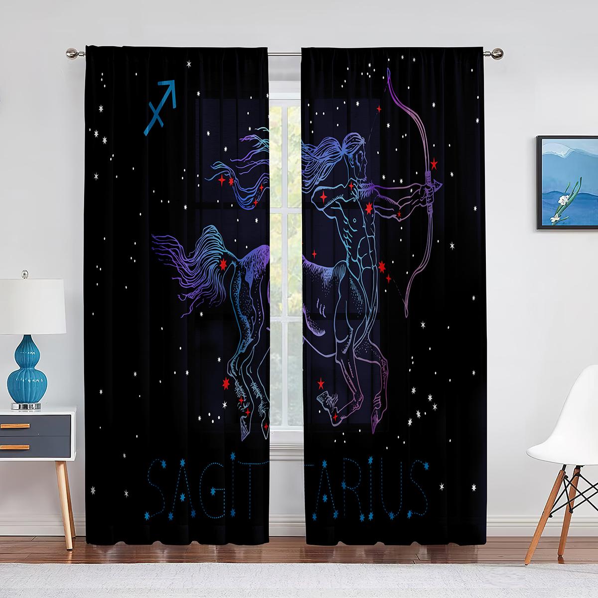 Астрология Тюль Шторы Созвездие Зодиака и Планеты Окно Прозрачная Вуаль Шторы — фото 10