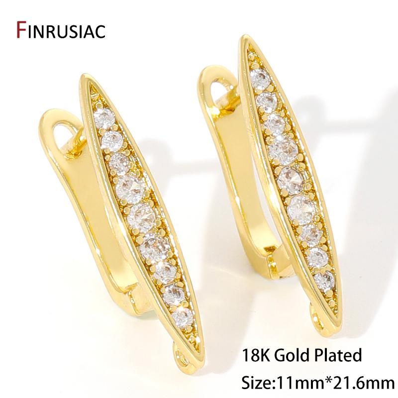18K Gold Plated Zircon Shvenzy Earrings Making Supplies,Brass DIY Creative Basic Earwire Stitches Earring Hooks Accessories
