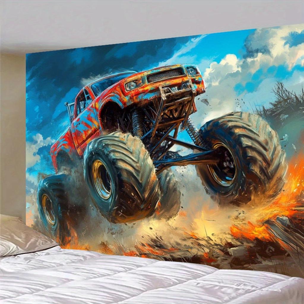 Aurace Übergröße Monster Truck Hintergrundbanner, für Geburtstage, Jubiläen, Innen-/Außenbereich und Partyhintergründe