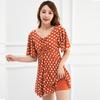 Plus Size Two-Piece Conservative Swimsuit for Women, Tummy-Concealing & Slimming Design, Skirted Bottom, Ideal for Hot Springs