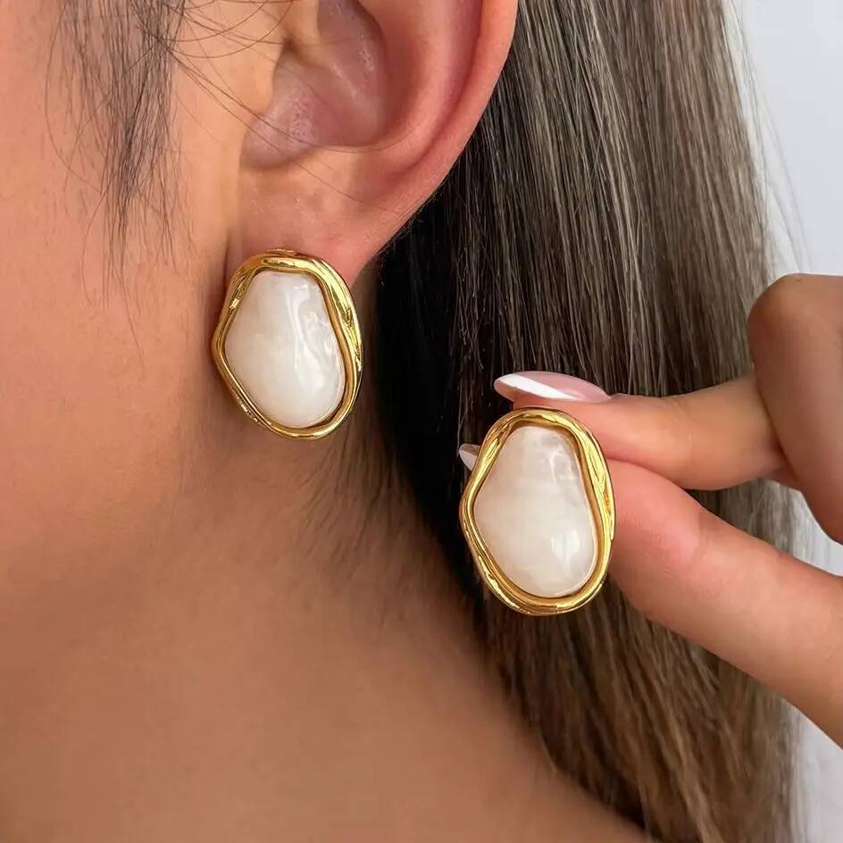 Salircon 5 Color Irregular Geometric Resin Stainless Steel 18K Gold Plated Stud Earring for Women Bohemia Y2K Jewelry Gifts New