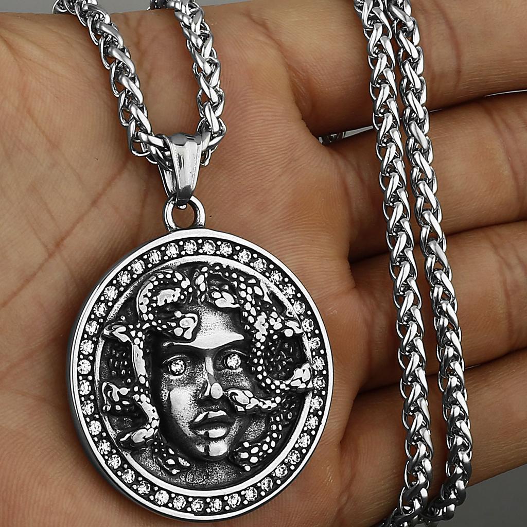 Norse Mythology Medusa Snake Pendant Unisex Retro Punk Snake Medusa 316L Stainless Steel Necklace Pendant Gift Jewelry