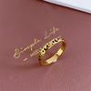 Gold-Plated Titanium Steel Star & Moon Ring – Japanese-Korean Retro Style for Women