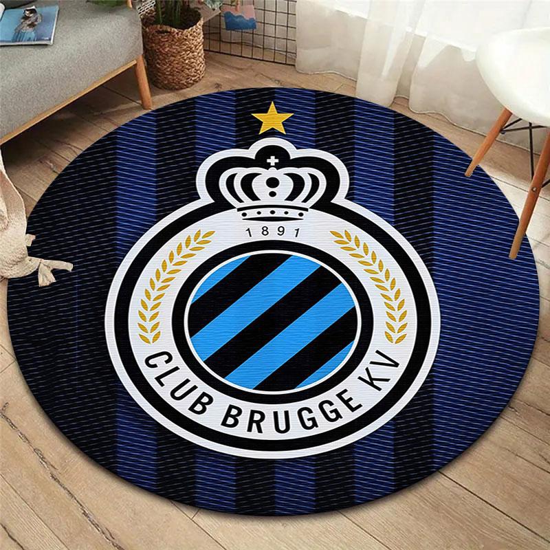 Club Brugge KV Round Area Rug,Carpet Rug for Living Room Bedroom Sofa Playroom Decor,Non-slip Floor Mat